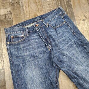 Mens Lucky Brand 455 Relaxed Boot size 34x32 Blue Denim Mid Rise Jeans